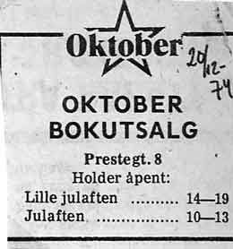 Annonse for Oktober bokutsalg